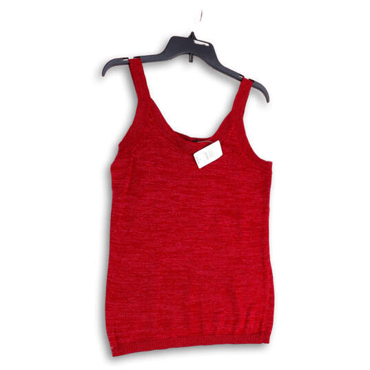 NWT Womens Red Knitted Sleeveless Wide Strap Scoop Neck Pullover Tank Top 0 image number 1