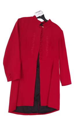 Womens Red Long Sleeve Casual Trench Coat Size 4
