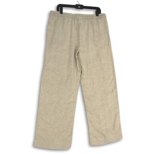 NWT L.L. Bean Womens Oatmeal Elastic Waist Pull On Ankle Pants Size 14R image number 2