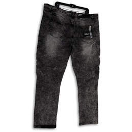 NWT Mens Black Denim Dark Wash Distressed Pockets Skinny Jeans Size 48/34 alternative image