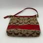 Coach Womens Red Beige Signature Print Detachable Strap Crossbody Handbag image number 1