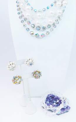 Vintage Light & Dark Aurora Borealis Rhinestone & Faux Pearl Costume Jewelry 219.6g