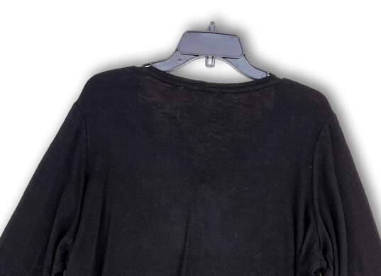 NWT Womens Lace Black Long Sleeve Stretch Pullover Blouse Top Size 1X image number 4