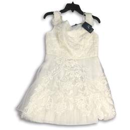 NWT Adrianna Papell Womens White Floral Lace Embroidered Mini Dress Size 12