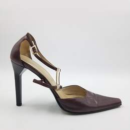 Gucci Ankle Strap Heel Women's Sz.38C Burgundy
