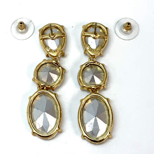 Designer J. Crew Gold-Tone Triple Crystal Cut Stone Classic Drop Earrings image number 2