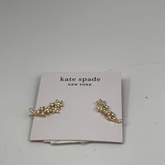 Designer Kate Spade Gold-Tone Multiple Stars Rhinestone Drop Earrings image number 2
