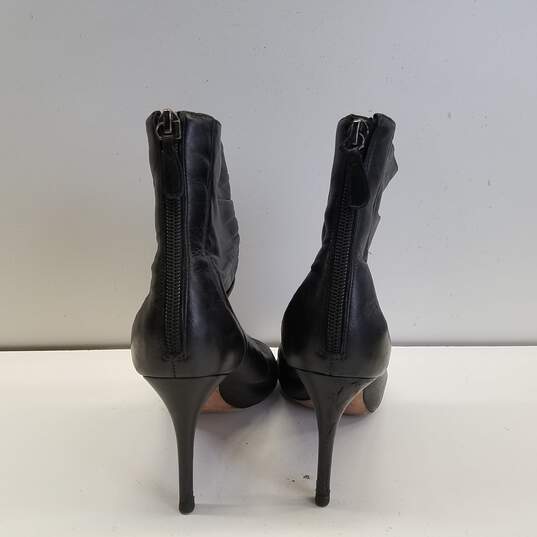Alexandre Birman Black Leather Pleated Back Zip Ankle Heel Boots Shoes Size 37.5 B image number 4
