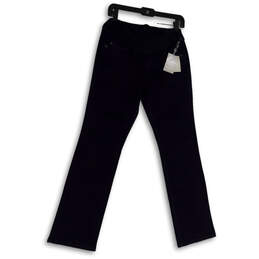 NWT Womens Blue Dark Wash Pockets Denim Straight Jeans Size 6 Maternity