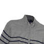 Mens Gray Blue Knitted Striped Long Sleeve Full-Zip Cardigan Sweater Size M image number 1