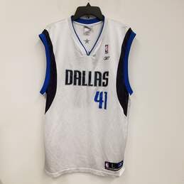 Mens White Dallas Mavericks Dirk Nowitzki #41 Basketball NBA Jersey Size L