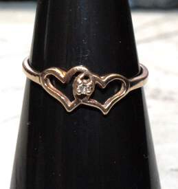 10K Yellow Gold Diamond Accent Double Heart Ring Size 6.25 alternative image