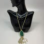 Designer Kendra Scott Rayne Gold-Tone Green Stone Tassel Pendant Necklace image number 1