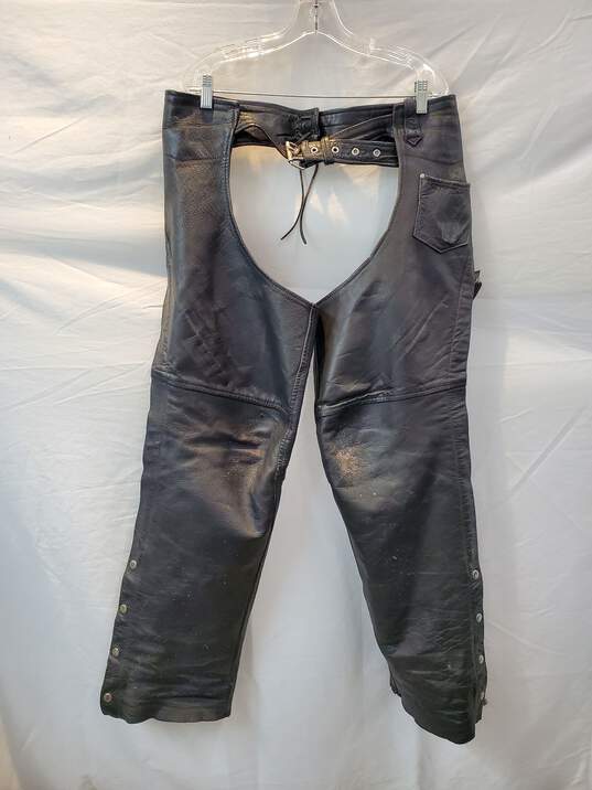 Leather King Black Motorcycle Biker Riding Chaps Size 2XL image number 1
