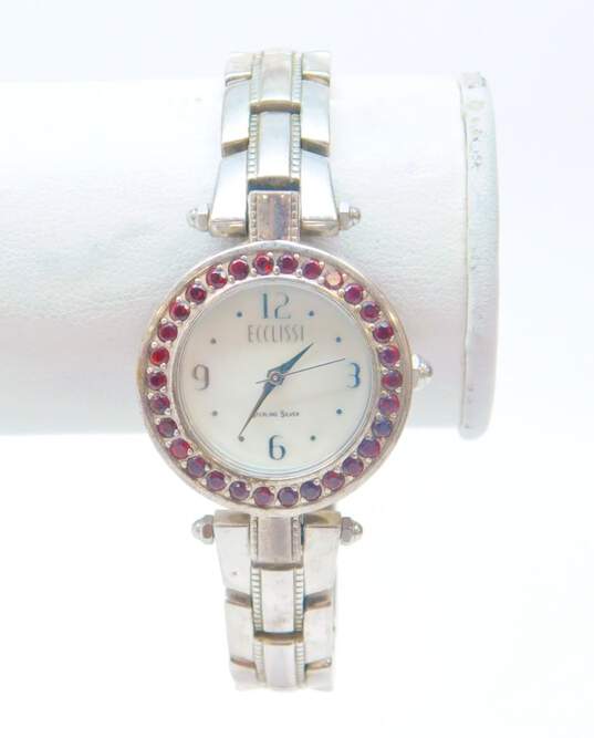 Ecclissi 23760 Sterling Silver Garnet Mother Of Pearl Dial Watch 57.5g image number 1