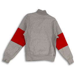 Mens Gray Long Sleeve Quarter Zip Kangaroo Pocket Pullover Sweatshirt Sz S alternative image