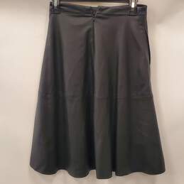 White House Black Market Women Black Faux Leather A-Line Skirt 0 alternative image