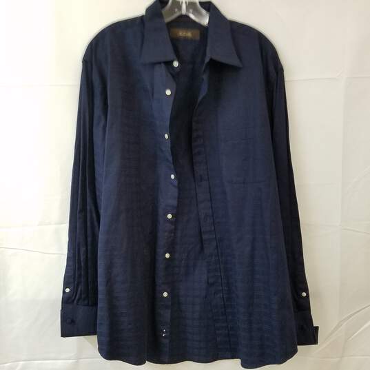 Tasso Elba 100% Cotton Men's Navy Blue LS Button Shirt Size Large image number 1