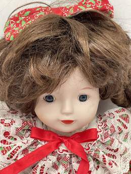 Vintage Ceramic Red Green Dress Fashion Baby Girl Doll W-0551955-A alternative image