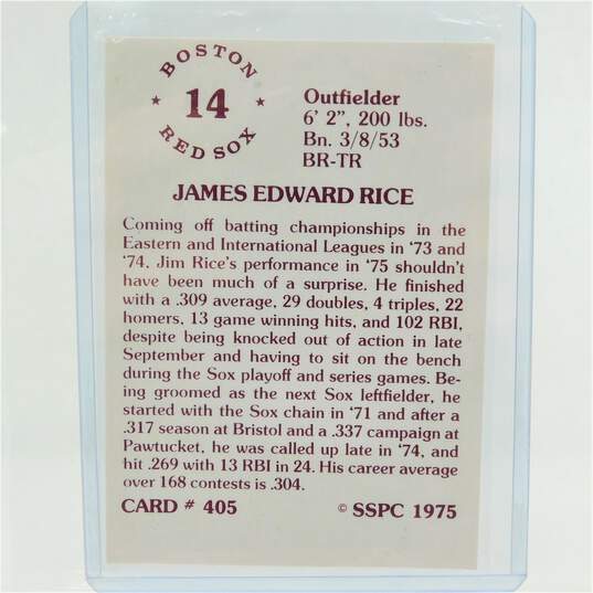 1976 HOF Jim Rice SSPC #405 Boston Red Sox image number 3