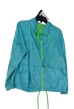Womens Blue Pockets Long Sleeve Full Zip Rain Coat Jacket Size XL/XXL