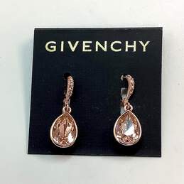 Designer Givenchy Rose Gold-Tone Crystal Pave Linear Dangle Earrings