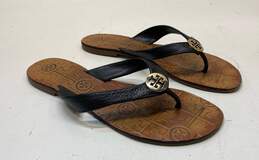 Tory Burch Thora Leather Thong Sandals Black 6