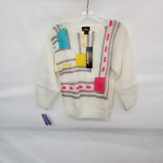 Jordache Vintage White Acrylic Sweater WM Size L NWT image number 1