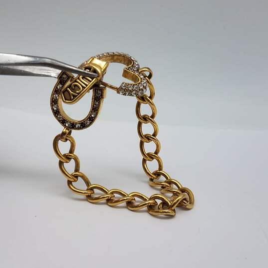 Juicy Couture Gold Tone Crystal Horse Shoe Heart 7 1/2 Inch Bracelet w/Case 28.7g image number 2