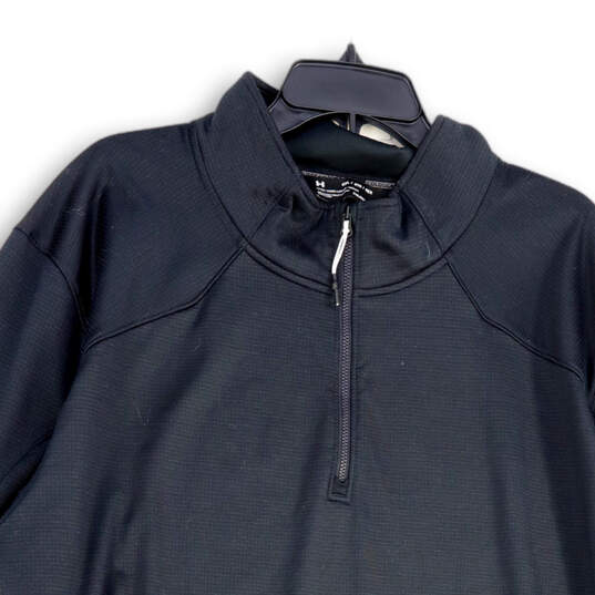 Mens Black Long Sleeve Mock Neck Quarter Zip Pullover Jacket Size 4XL image number 4