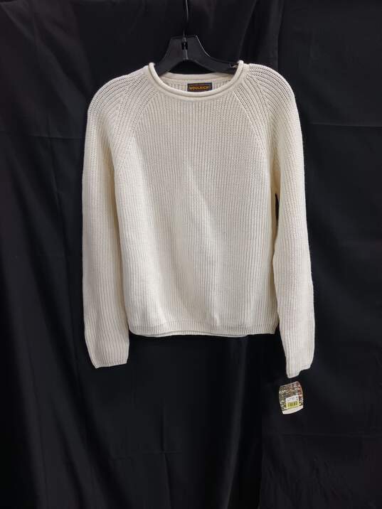 Women's Woolrich White Cable Knit Sweater Sz S NWT image number 1