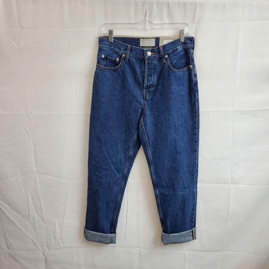 Everlane Blue Organic Cotton 90's Cheeky high Rise Jean WM Size 27 Tall NWT image number 1