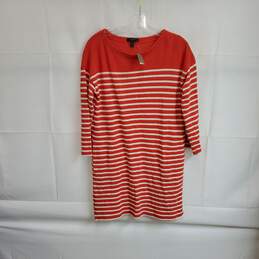J. Crew Red Orange & White Striped Cotton Tunic WM Size S NWT