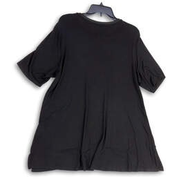Womens Black Short Sleeve Crew Neck Regular Fit Pullover Tunic Top Size 1X alternative image
