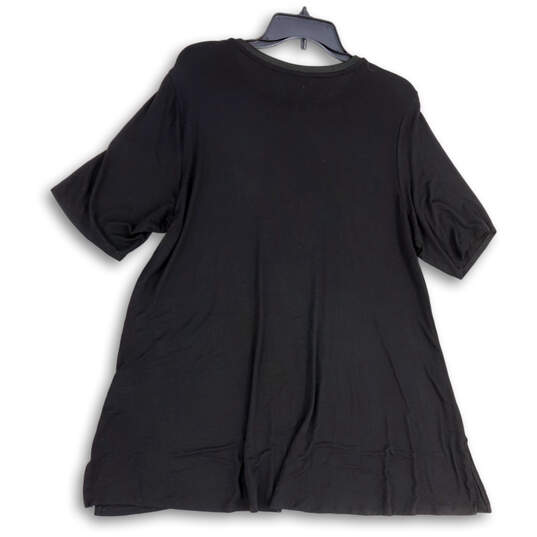Womens Black Short Sleeve Crew Neck Regular Fit Pullover Tunic Top Size 1X image number 2