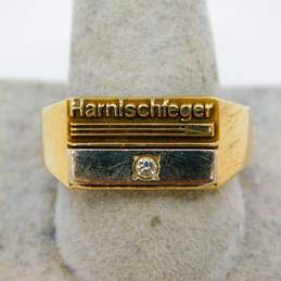 Men's Vintage 10K Yellow Gold 0.06 CT Diamond Harnischfeger Ring 9.7g alternative image