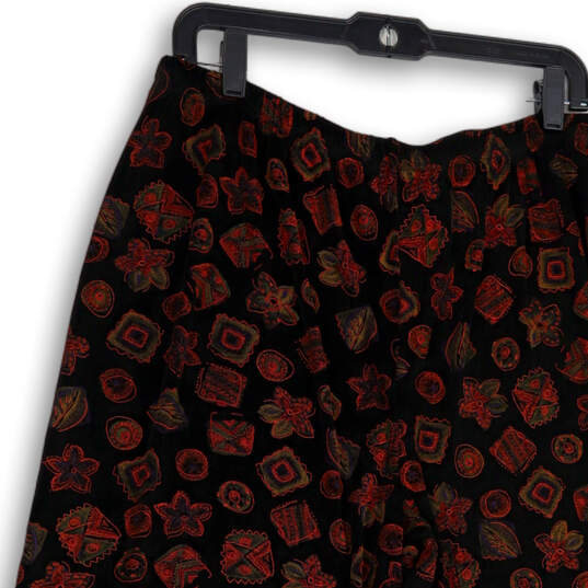 Womens Black Printed Elastic Waist Stretch Regular Fit Pajama Pants Size 1X image number 3