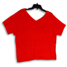 Womens Orange Regular Fit V-Neck Short Sleeve Pullover T-Shirt Size 2 alternative image