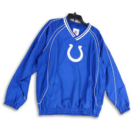 Mens Blue Indianapolis Colts Long Sleeve Pullover Windbreaker Jacket Size L