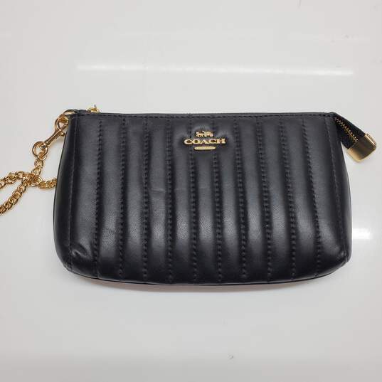 Authenticated Coach New York Black Quilted Clutch Handbag image number 4