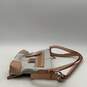 Tignanello Womens White Beige Leather Outer Pocket Zipper Crossbody Bag image number 4