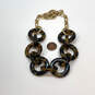 Designer J. Crew Gold-Tone Tortoise Acrylic Circular Link Chain Necklace image number 2