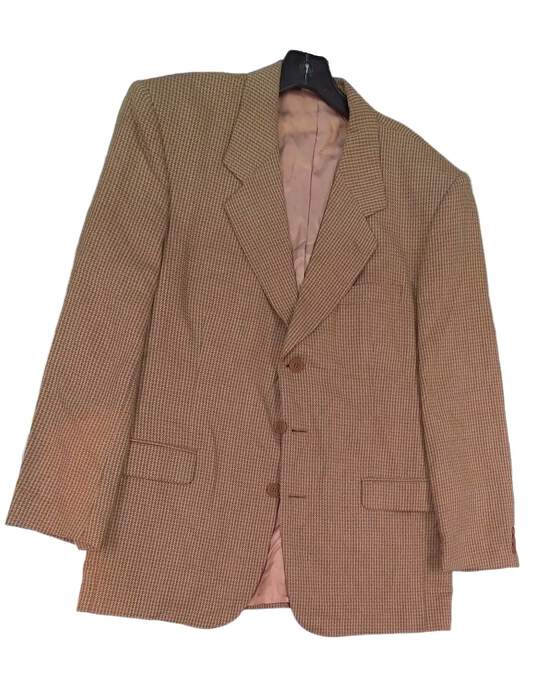 Mens Brown Houndstooth Long Sleeve Notch Collar 3 Button Blazer Jacket Size 40R image number 3