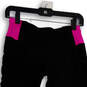 Womens Black Pink Elastic Waist Zipper Pocket Cropped Leggings Size Small image number 3