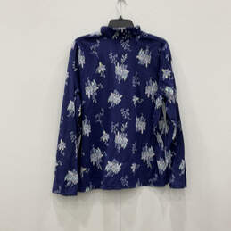 Womens Blue Floral Long Sleeve Button Front Shirt And Pajama Set Size XXL alternative image