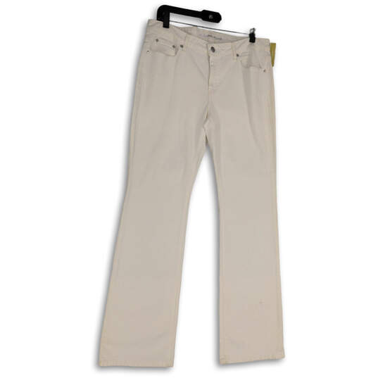 NWT Women White Denim Pockets Stretch Straight Leg Jeans Size 12 image number 1