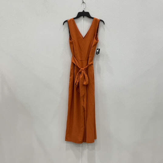 NWT Womens Orange Sleeveless V-Neck Back Zip One-Piece Jumpsuit Size 6 image number 1