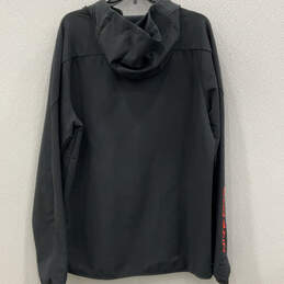 Mens Black Long Sleeve Quarter Zip Hooded Pullover Athletic Jacket Size L alternative image