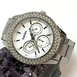 Designer Fossil Silver-Tone Round Dial Chronograph Analog Wristwatch