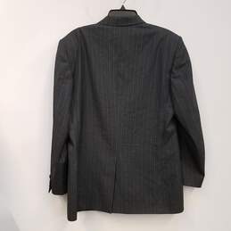 Mens Black Pinstripe Pockets Long Sleeve Collared Blazer Jacket Size Large alternative image